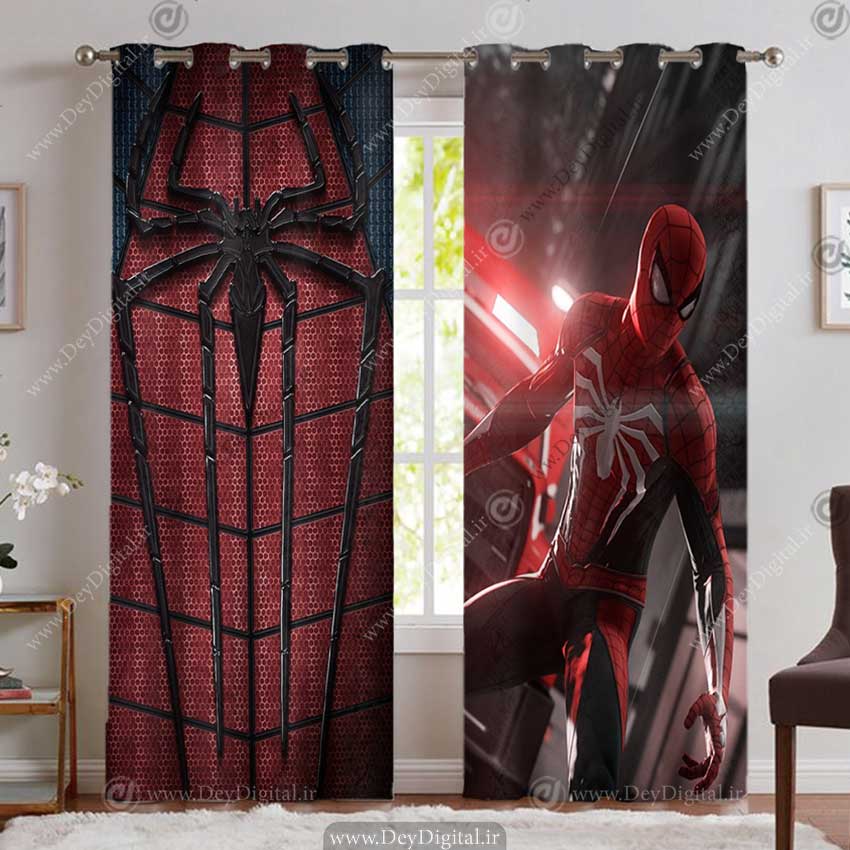 پرده چاپی سه بعدی اسپایدرمن با لباس عنکبوتی قرمز PK-5320
