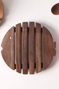زیر دیگی چوبی طرح ماهی | hesamwood