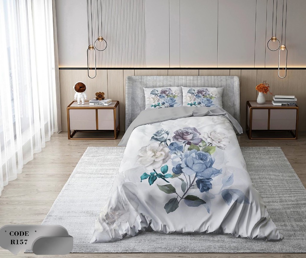 سرویس روتختی 1 نفره 4 تکه ابعاد 1.65 ×2.35 کشدار ضد حساسیت و عرق کد R157 | ست خواب و ست روتختی