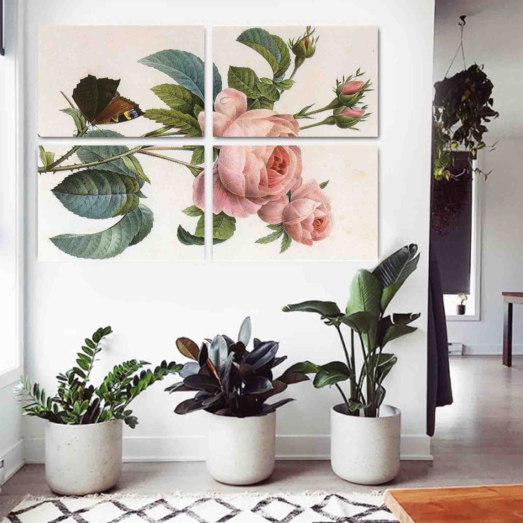 تابلو شاسی طرح گل مدل 3054 مجموعه چهار عددی