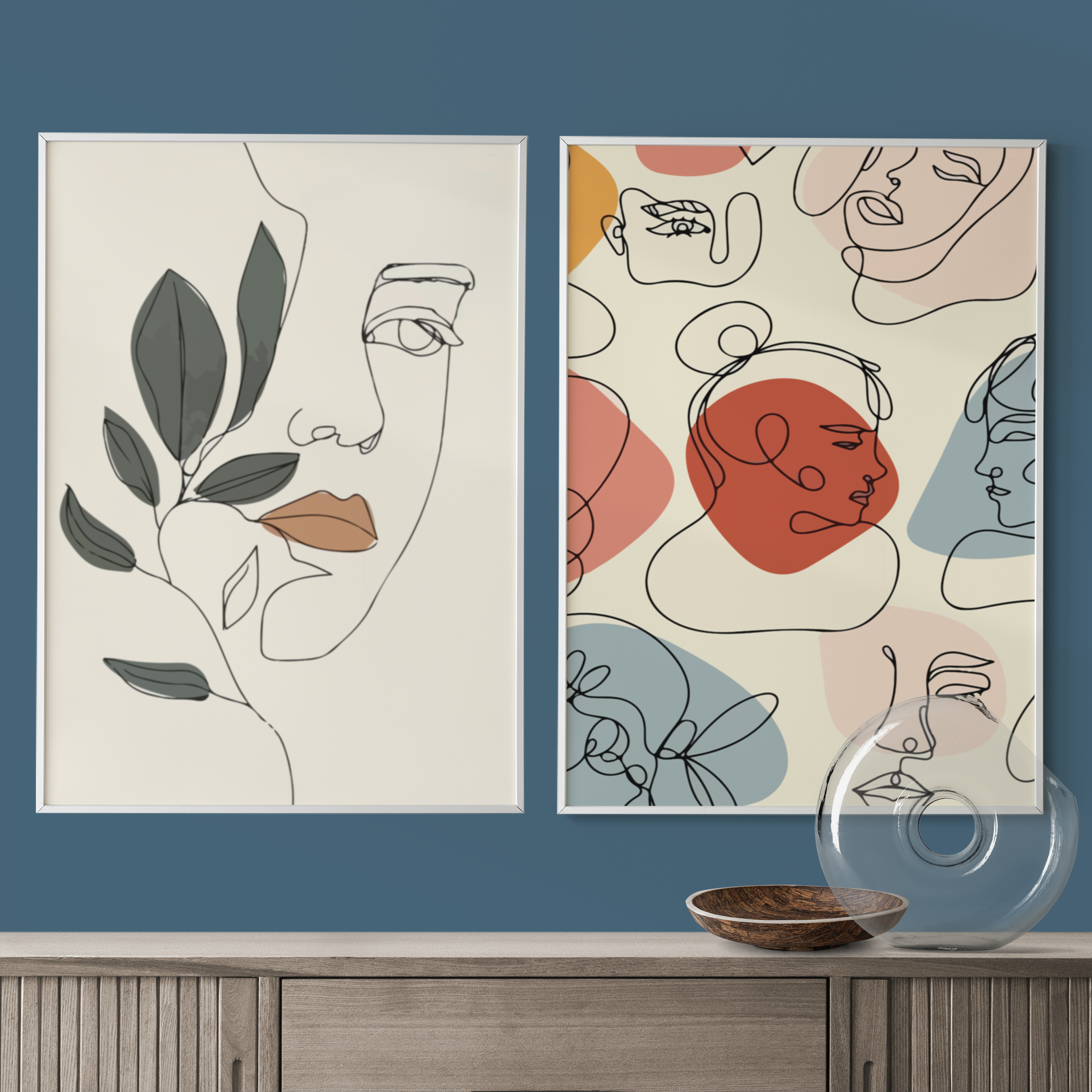 تابلو مدل مینیمال دخترانه مجموعه دو عددی