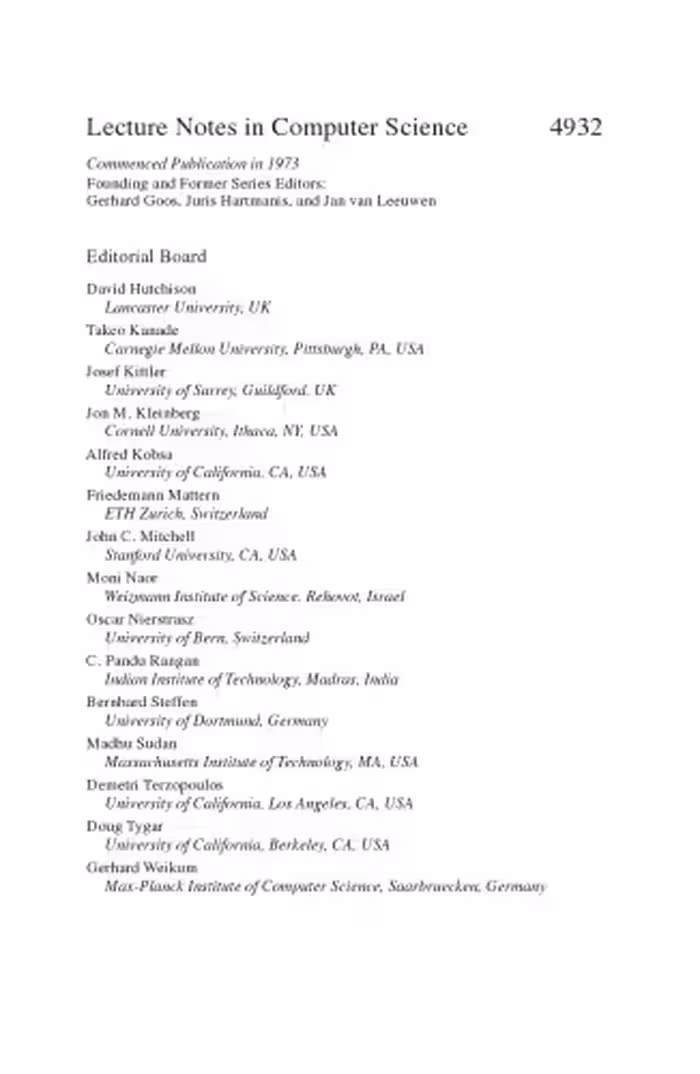 خرید و دانلود نسخه کامل کتاب Foundations of Information and Knowledge Systems: 5th International Symposium, FoIKS 2008, Pisa, Italy, February 11-15, 2008. Proceedings