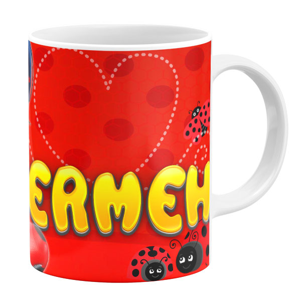 ماگ طرح دختر کفشدوزکی مدل ترمه