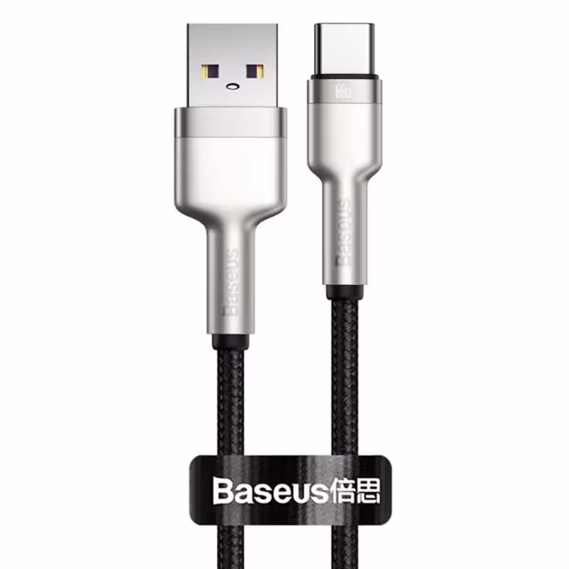 کابل کوتاه تایپ سی فست شارژ Baseus Cafule Series Metal CAKF000001 6A 66W 25cm
