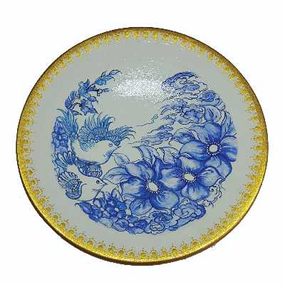 بشقاب دیوارکوب سفالی طرح گل و مرغ مدل 601