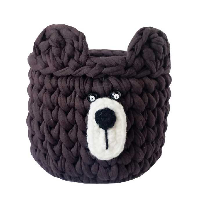 سبد قلاب بافی تریکو طرح خرس کد 005