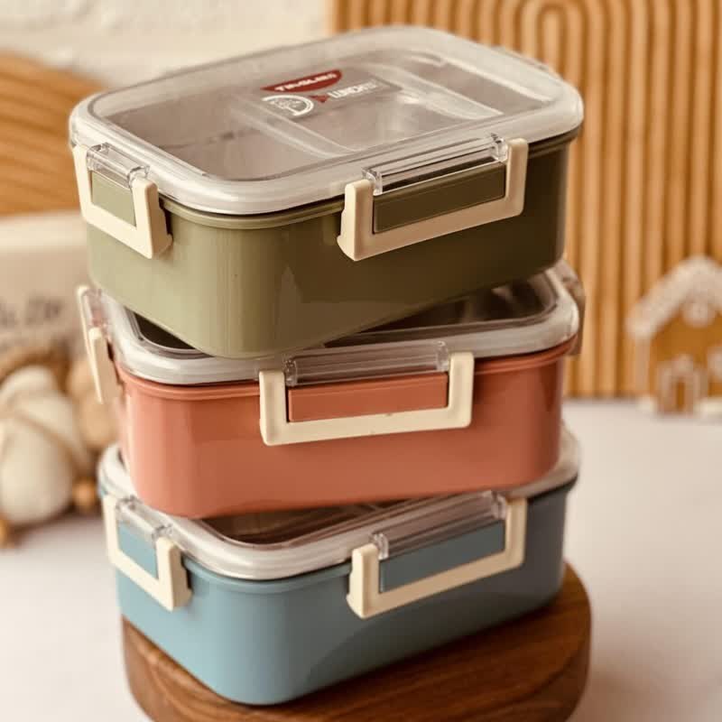 ظرف غذا لانچ باکس استیل مخصوص کودک و بزرگسال به همراه ظرف پلاستیکی