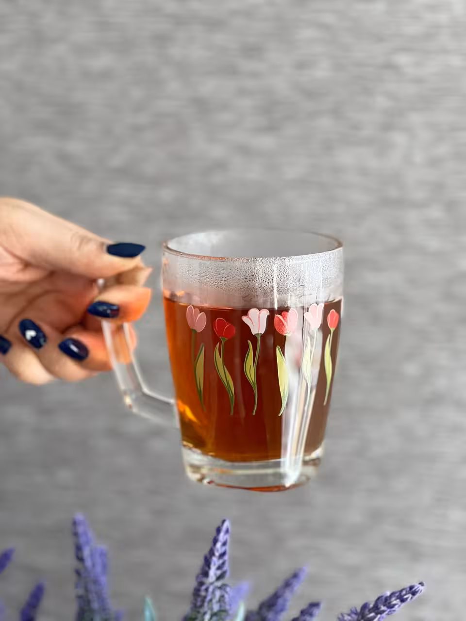 لیوان دسته دار اوشن 320 میل- طرح لاله قرمز کد 3