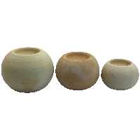 جا شمعی سفالی خام مدل توپی کد SH100 مجموعه سه عددی