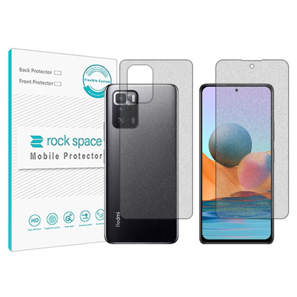 گلس صفحه نمایش و پشت گوشی شیائومی Redmi Note 10 Pro(China) مدل نانو هیدروژل مات برند راک اسپیس کدSS