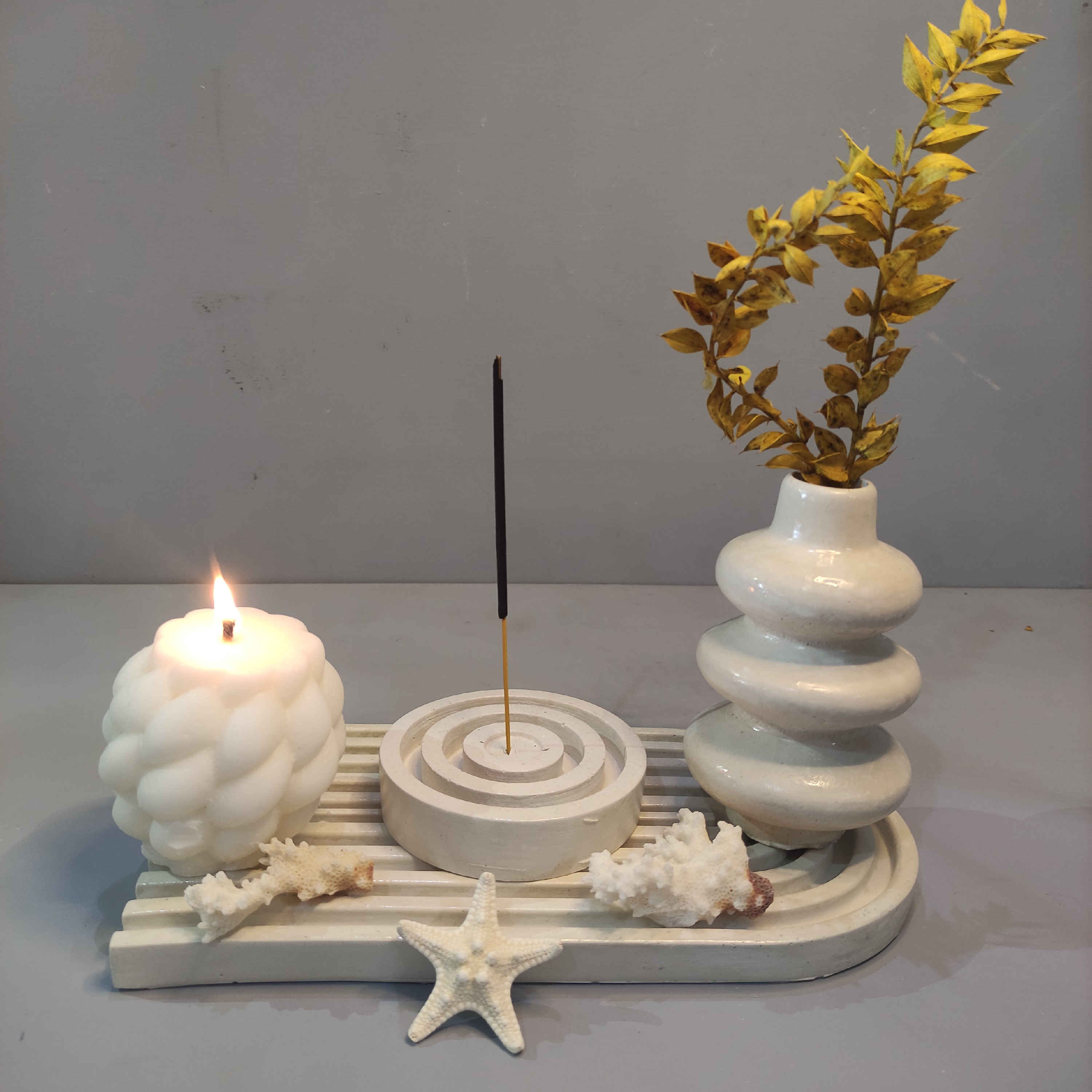 اکسسوری  سنگی ترکیبی باشمع