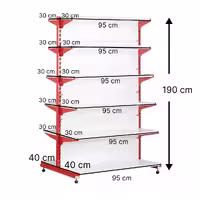 قفسه سوپری دو طرفه 6 طبقه 95x30 ارتفاع 190 - قفسه‌بندی وکیلی
