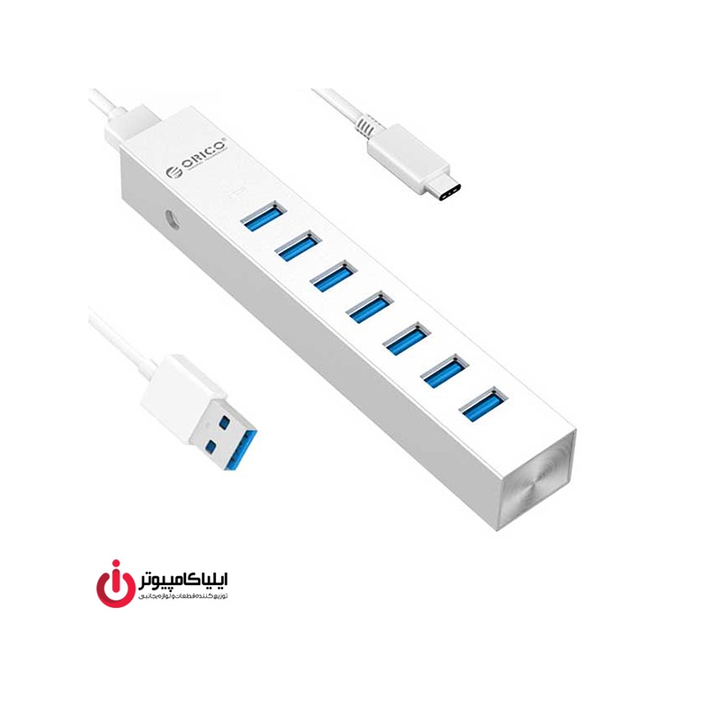 هاب هفت پورت USB3.0 آلومینیومی همراه با آداپتور برند اوریکو مدل ASH7-U3