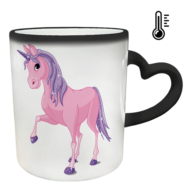 ماگ حرارتی مدل دسته قلبی طرح یونیکورن کد 57