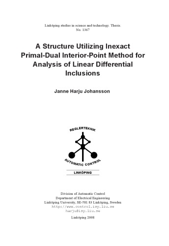 خرید و دانلود نسخه کامل کتاب A structure utilizing inexact primal-dual interior-point method for analysis of linear differential inclusions