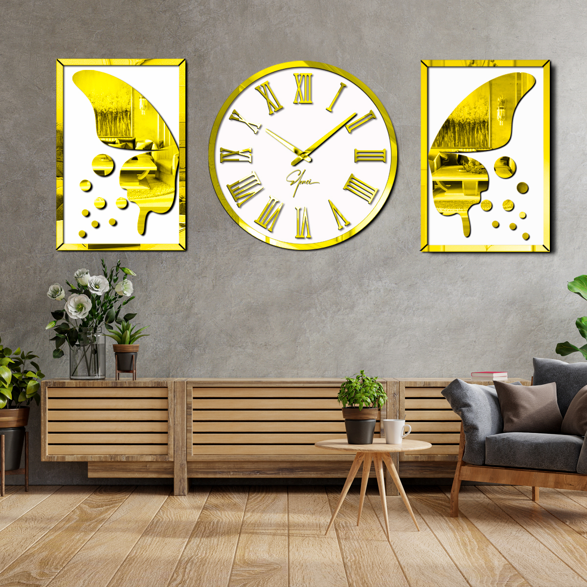 تابلو اِلِنسی مدل Carolyn بسته دو عددی به همراه ساعت