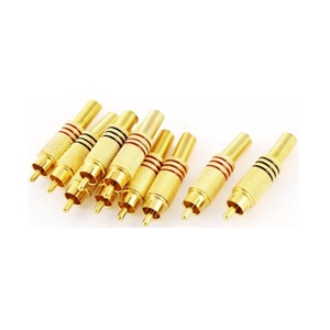 فیش نری AV ( فیش سونی ) پیچی فلزی طلایی با خط های قرمز