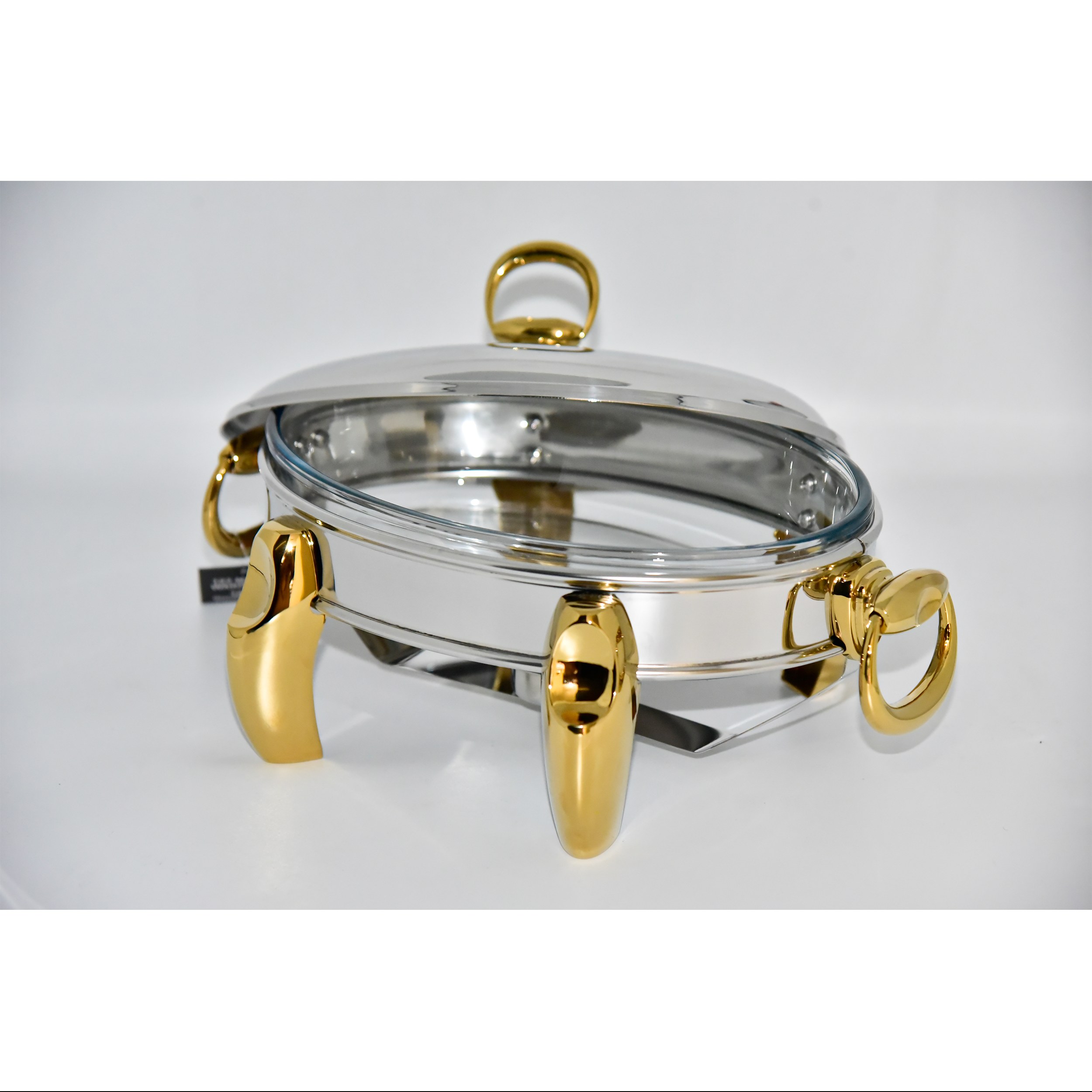 سوفله خوری رامیسا مدل بیضی سایز بزرگ نقره ای پایه طلایی