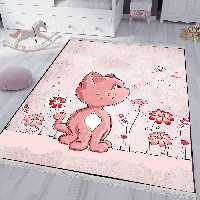 فرش چاپی طرح عروسکی گربه زیبا مناسب اتاق نوزاد CS-1033