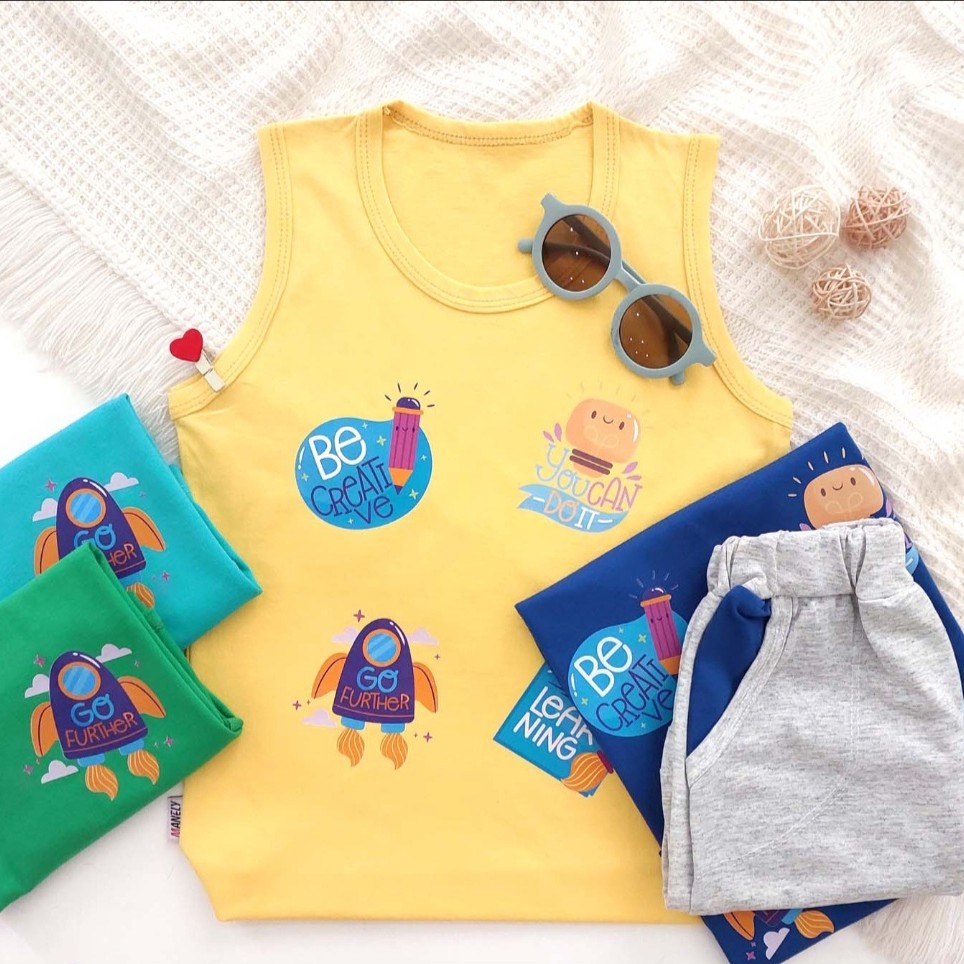 تاپ شلوارک پسرانه فضانورد جنس نخ پنبه سایز  50 و 55 