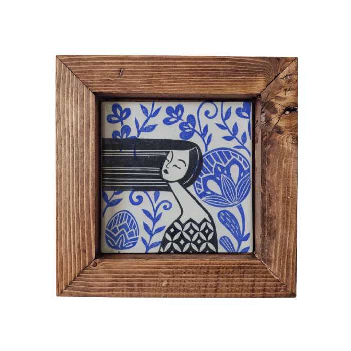 تابلو کاشی گلاک سبک آرت طرح دختر کد FT16