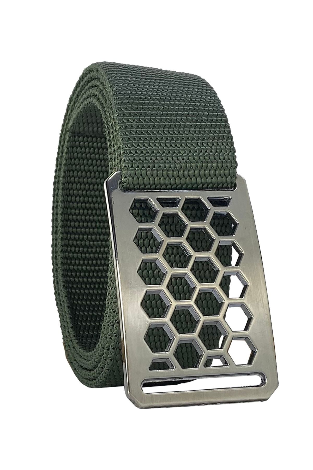 کمربند سبز مردانه و زنانه 2023 فصل جدید طراحی خاص سگک لانه زنبوری براق نیکل یونیسکس ستونی 4 سانتی متر GoDeri
