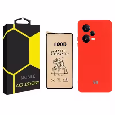 کاور مدل silicon مناسب برای گوشی موبایل شیائومی Poco X5  به همراه محافظ صفحه نمایش