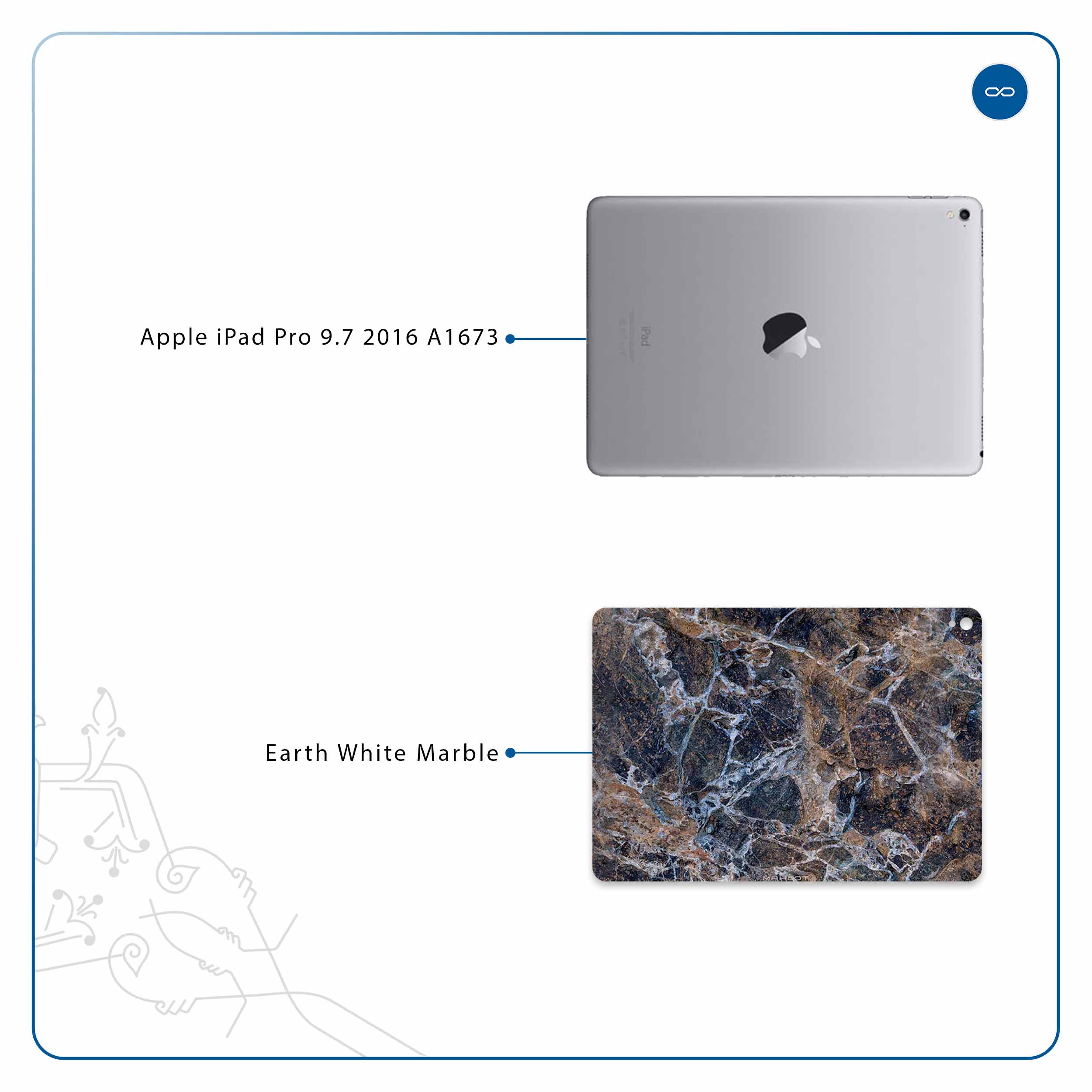 برچسب پوششی ماهوت مدل Earth-White-Marble مناسب برای تبلت اپل iPad Pro 9.7 2016 A1673
