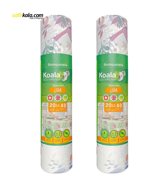 سفره یکبار مصرف کوالا مدل silk طرح پرنده رول 20 متری بسته 2 عددی