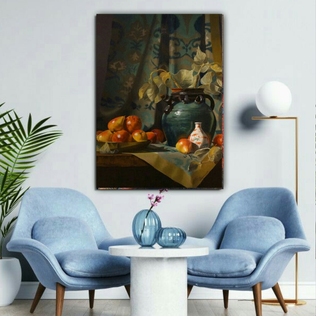 تابلو بوم مدل گلدان و میوه کلاسیک کد AR9690