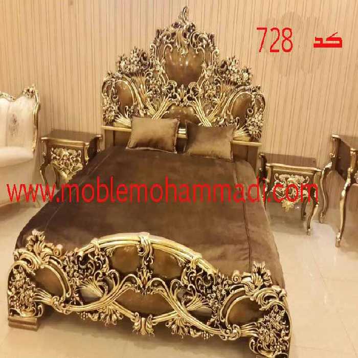 سرویس خواب کد 728چوب راش شامل تخت – دراور -قاب اینه – پاتختی