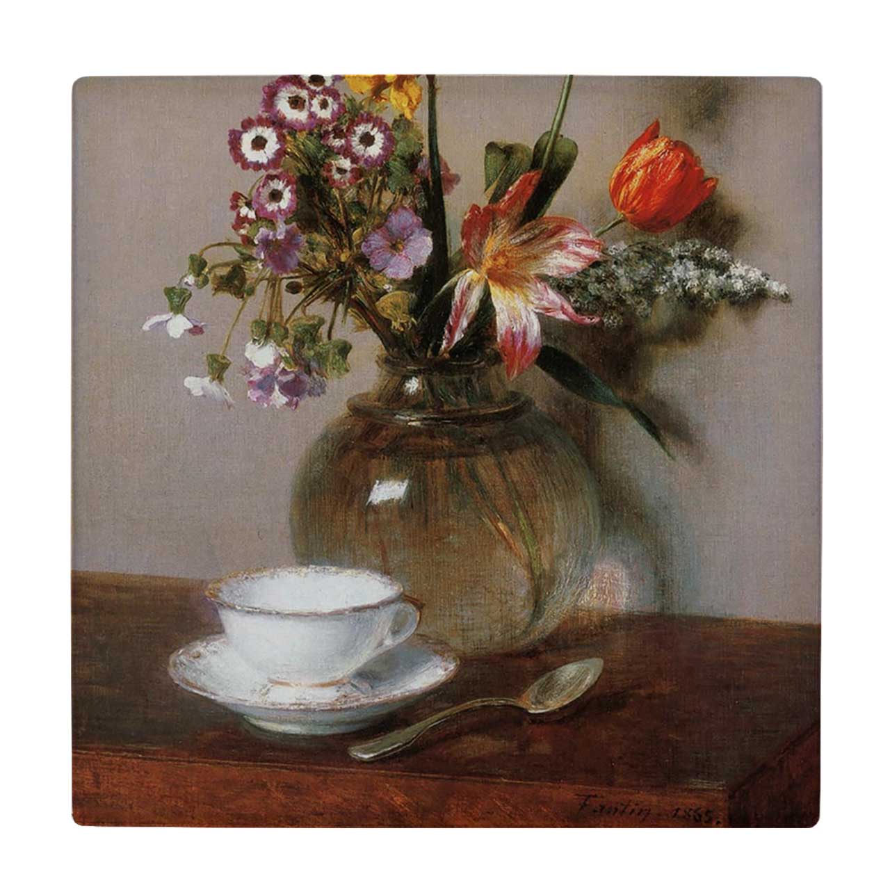  کاشی کارنیلا طرح گلدان گل و فنجان قهوه کد wkk