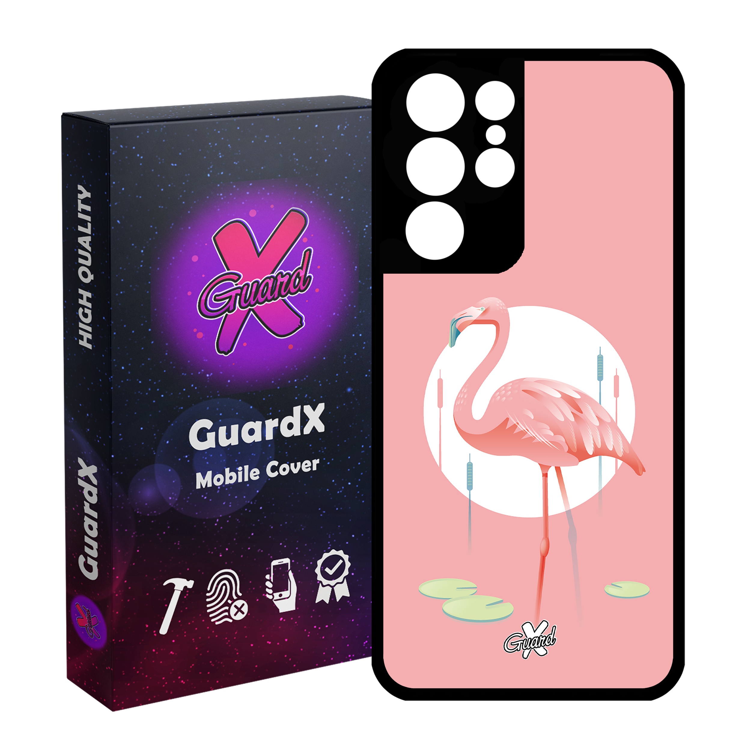 کاور گارد ایکس طرح Flamingo مدل Glass10084 مناسب برای گوشی موبایل سامسونگ Galaxy S21 Ultra