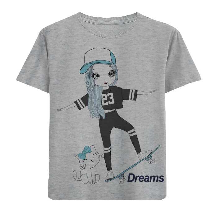 تی شرت بچگانه مدل دخترک اسکیت سوار کد F124