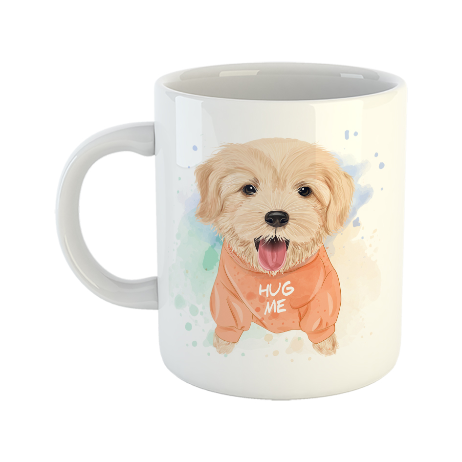 ماگ طرح توله سگ آب رنگی مدل HUG ME 