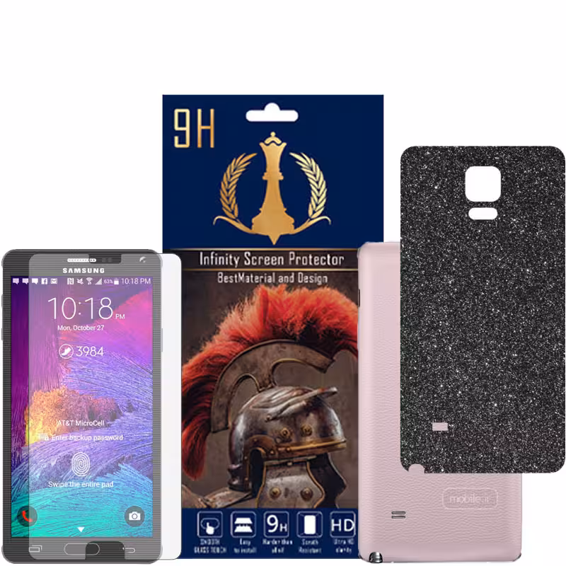 برچسب پوششی اینفینیتی مدل PRO MAX مناسب برای گوشی موبایل سامسونگ GALAXY NOTE 4 به همراه محافظ صفحه نمایش