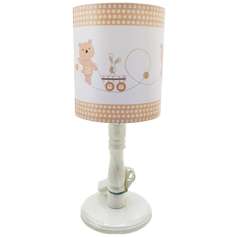 آباژور پایه چوبی اتاق کودک طرح خرس و خرگوش