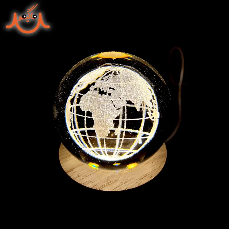 گوی کریستالی چراغدار کره زمین قطر 8 سانتی متر