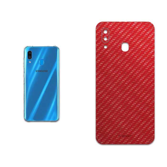 برچسب پوششی ماهوت مدل Red-Fiber مناسب برای گوشی موبایل سامسونگ Galaxy M30