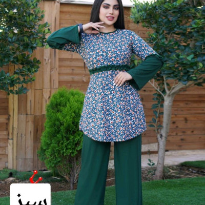 تونیک شلوارگلریز سینه چین 951