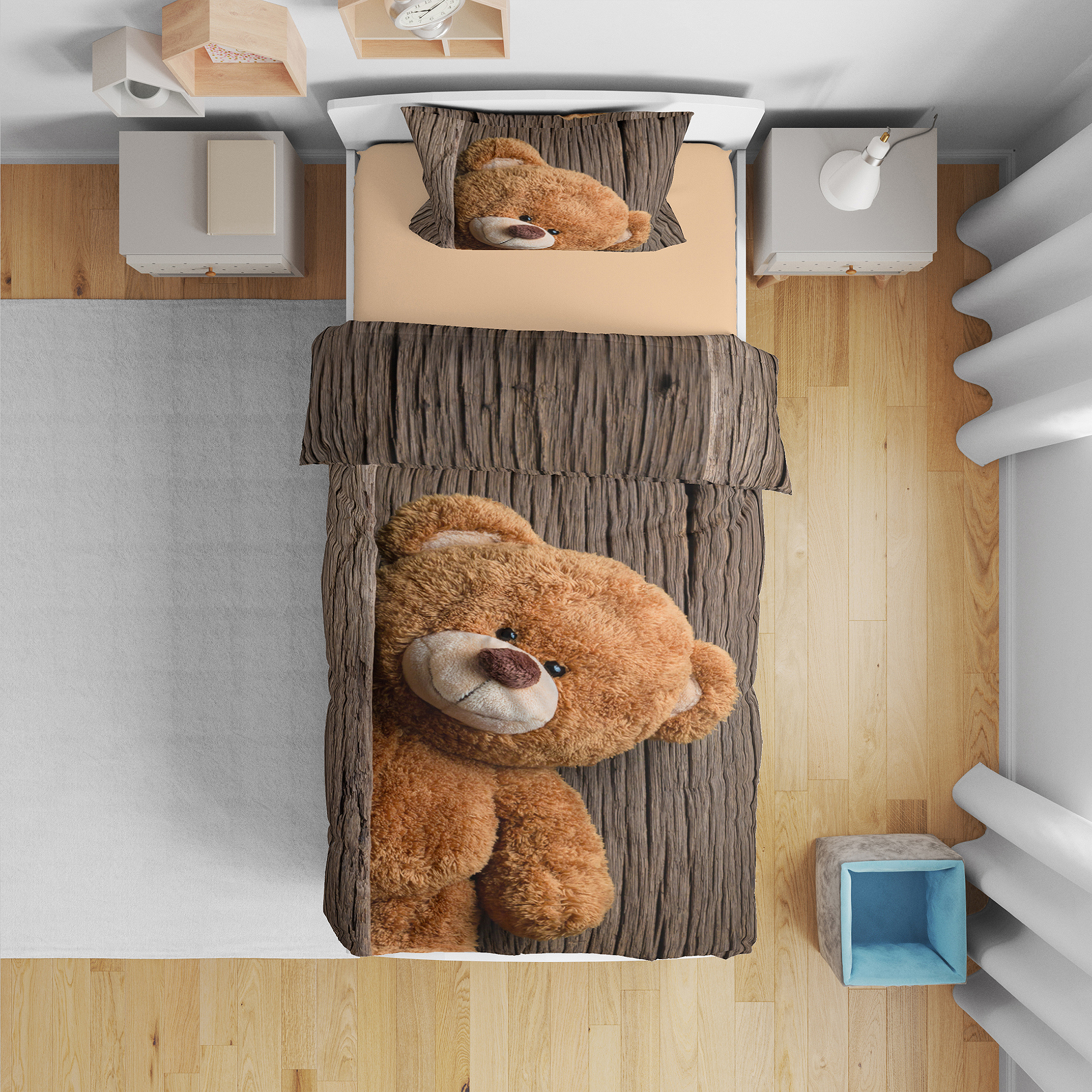 سرویس روتختی مدل خرس تدی کد 3042 یک نفره 5 تکه