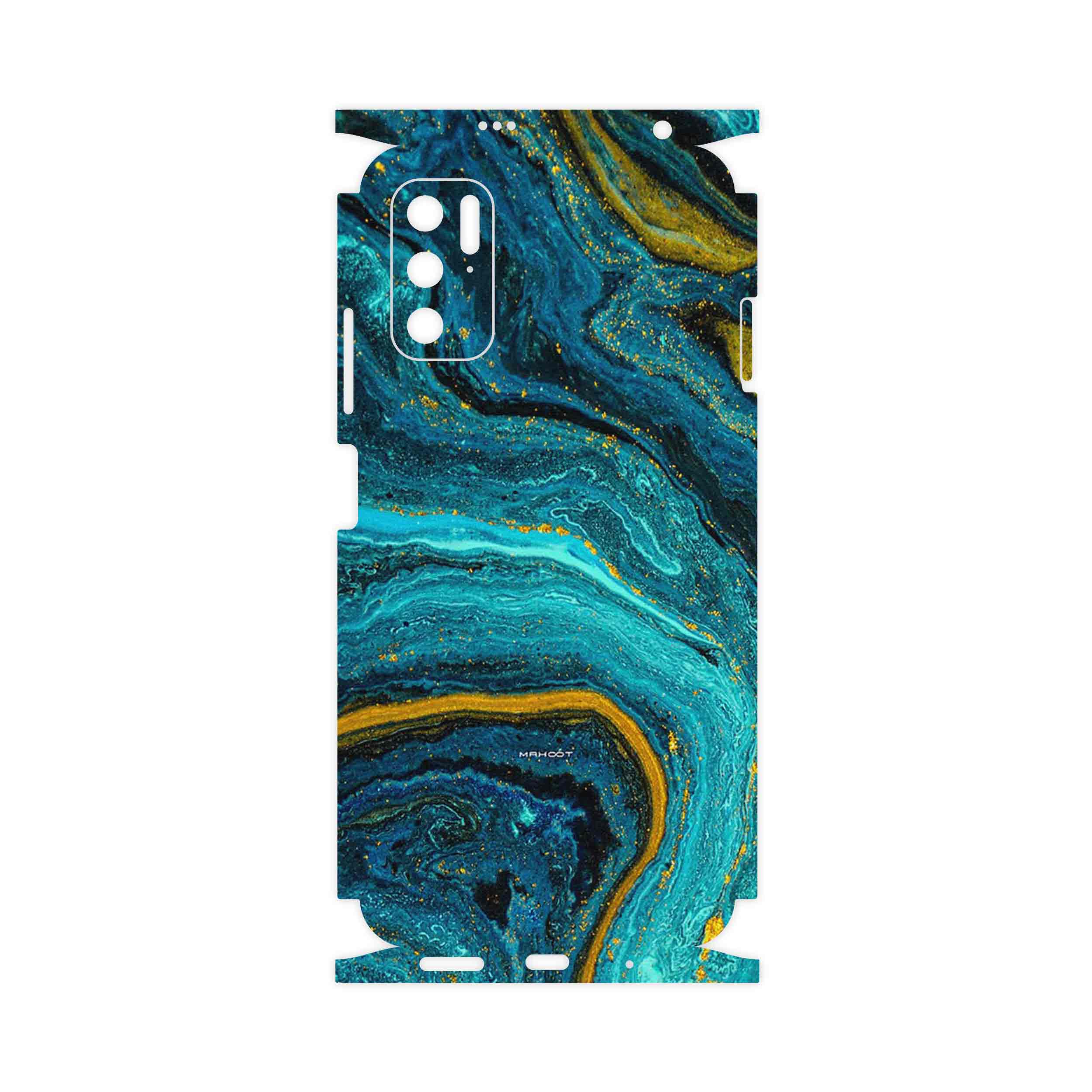 برچسب پوششی ماهوت مدل Turquoise marblewith golden streaks-FullSkin مناسب برای گوشی موبایل شیائومی Redmi Note 11SE
