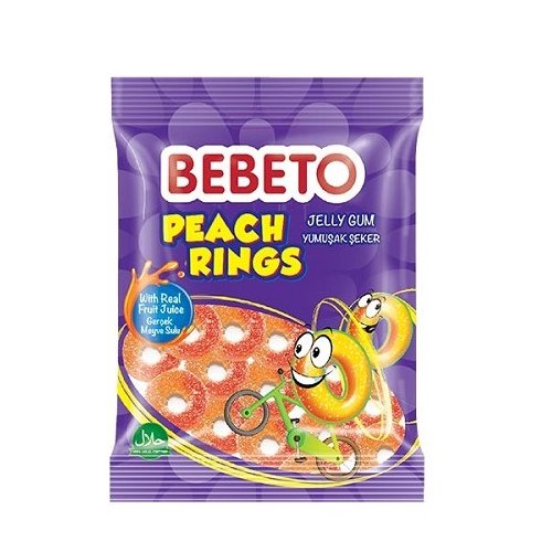 پاستیل ببتو حلقه ای شکری ببتو با طعم هلو (80 گرم)bebeto