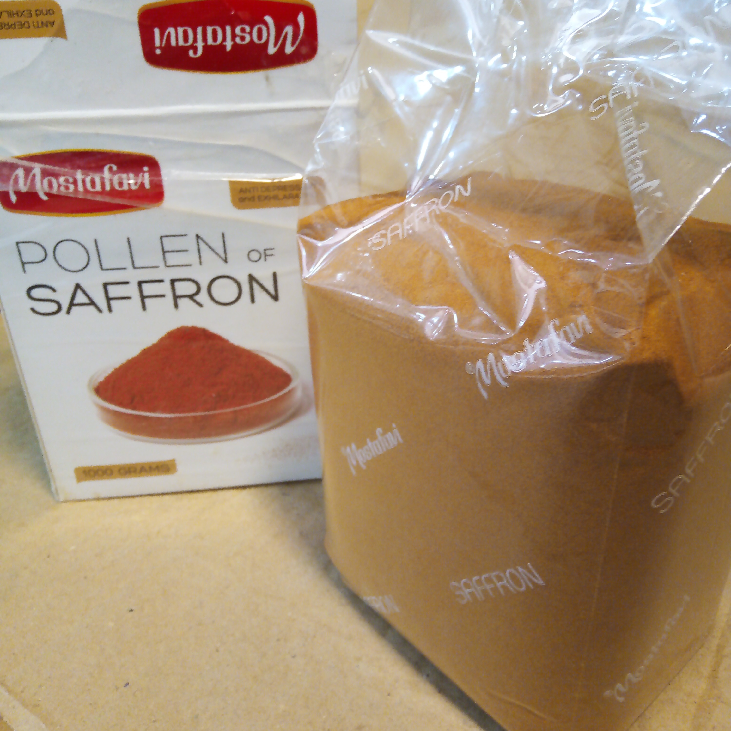 گرد زعفران  برند مصطفوی بک کیلو خالص  زرد بسته بندی  پلمپ استاندارد بین المللی