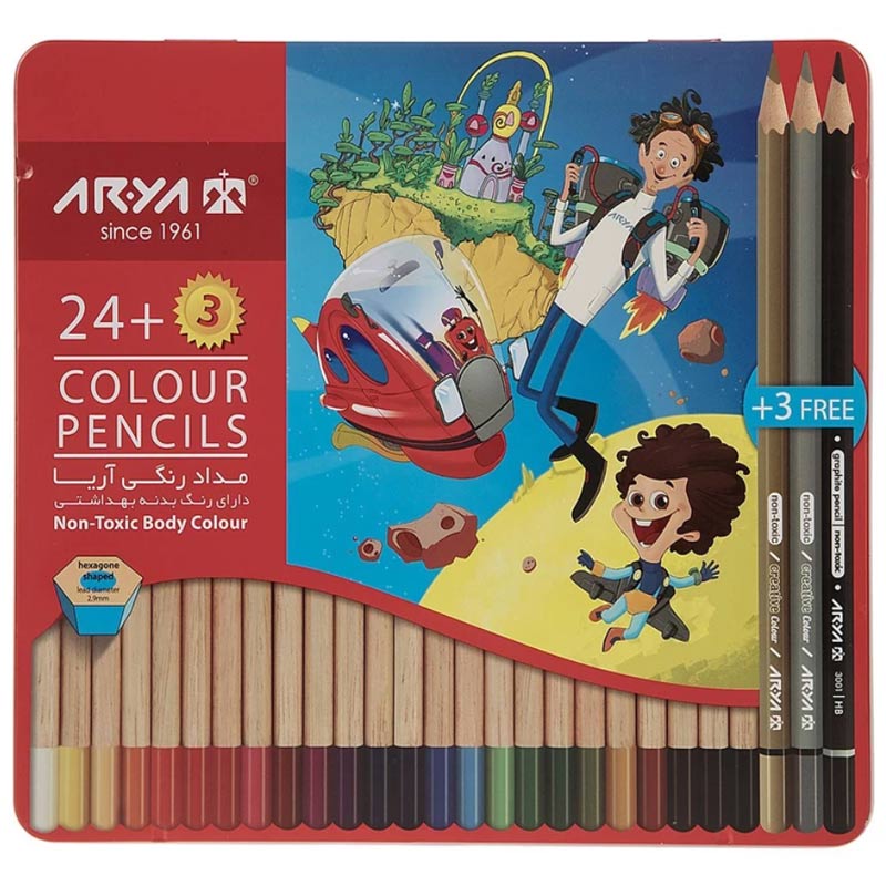 مداد رنگی 3 24 رنگ آریا کد 3022