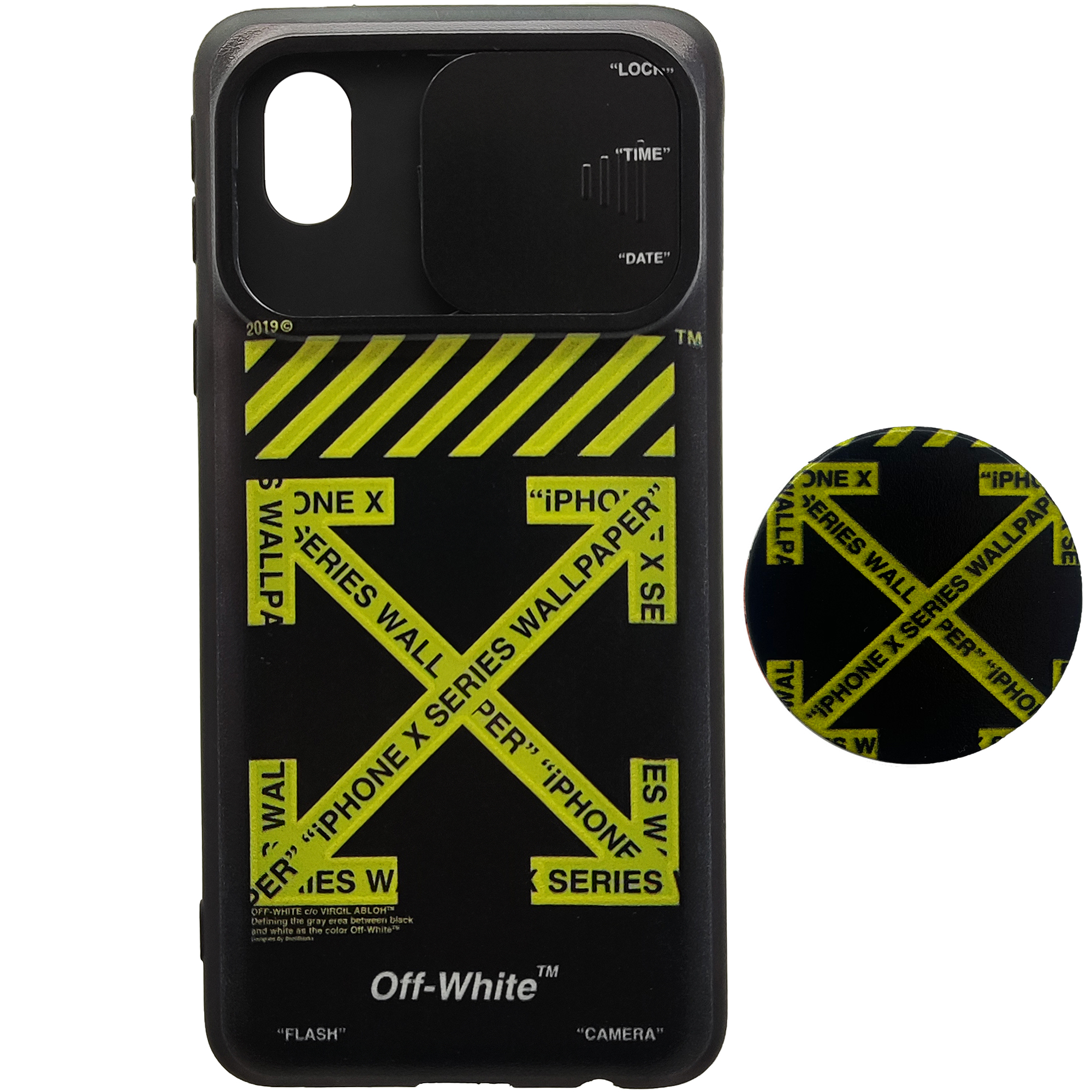 کاور طرح off white مناسب برای گوشی موبایل سامسونگ GALAXY A01 CORE به همراه پایه نگهدارنده