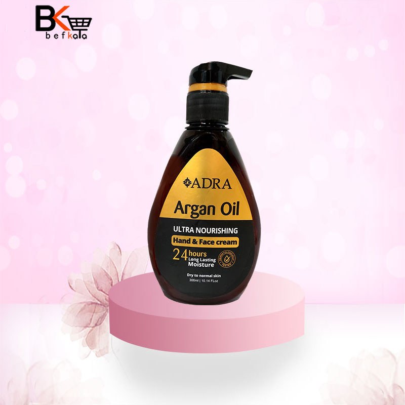 کرم مرطوب کننده دست و صورت و بدن 300 میل حاوی روغن آرگان پمپی آدرا