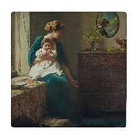  کاشی کارنیلا طرح نقاشی مادر و کودک کد wkk508