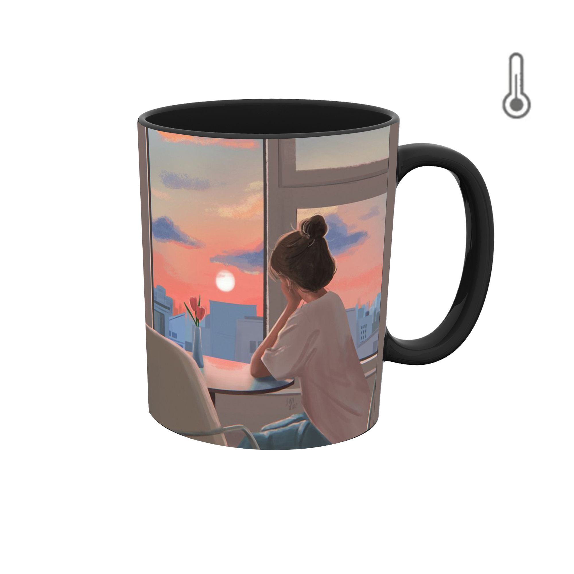 ماگ حرارتی طرح گرافیکی دخترانه 