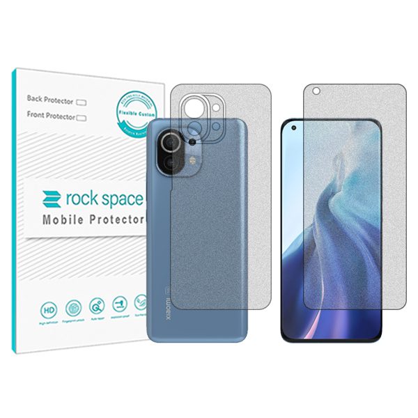 گلس صفحه نمایش و پشت گوشی شیائومی Mi 11 مدل نانو هیدروژل گیمینگ برند راک اسپیس کدSS